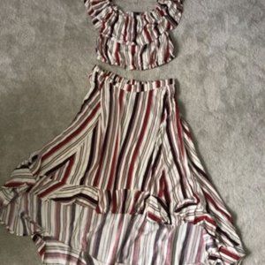 Torrid  Challis 2X Plus Size 2 Pc. Skirt Top Set Striped High Low